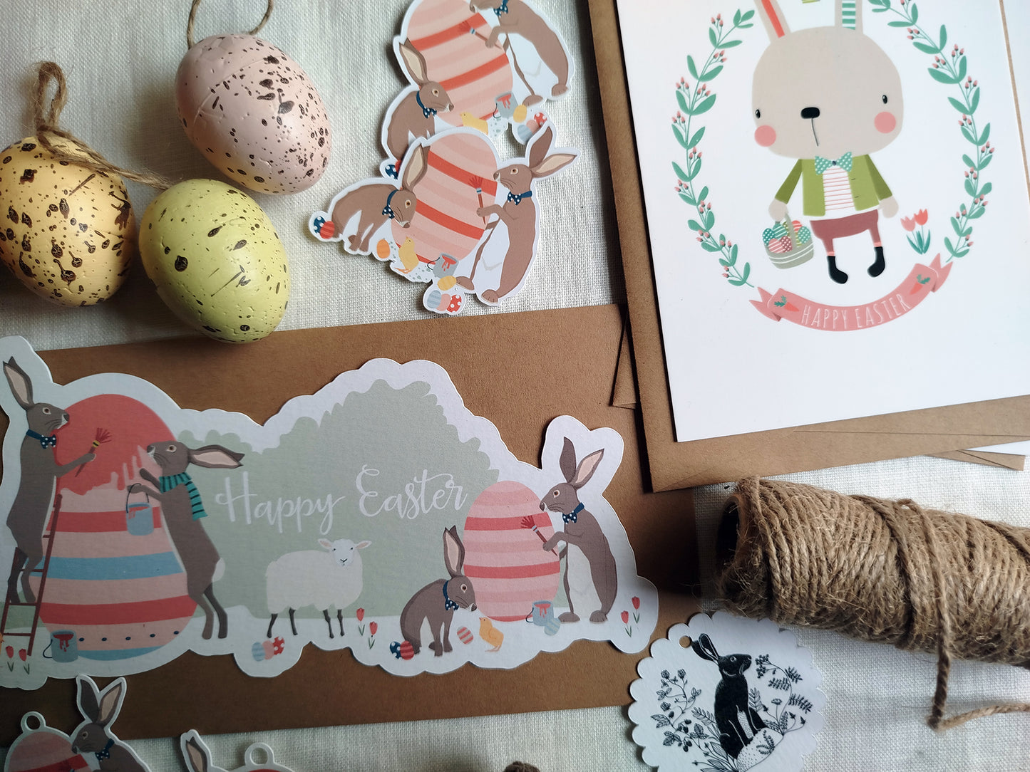 Carte découpée Lapins de Pâques