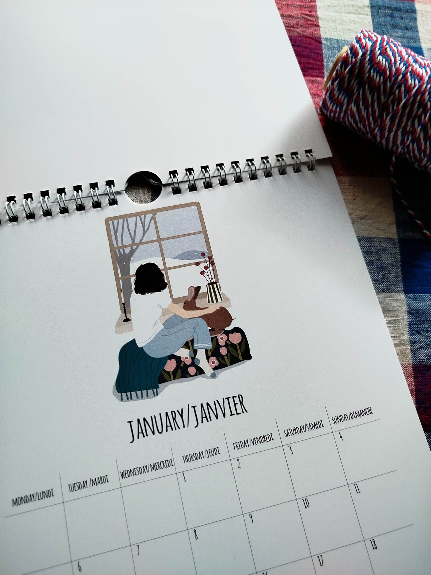 Calendrier mural 2026 "un lapin à la maison"