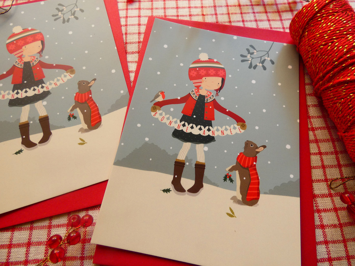 Lot de 2 cartes "Bonne année" Marguerite