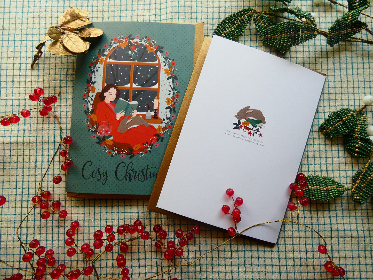 Lot de 2 cartes de voeux "Cozy Christmas"