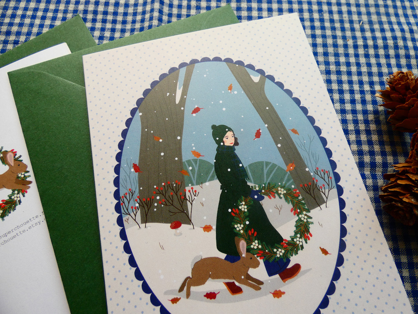 Lot de 2 cartes de vœux "Noël anglais"