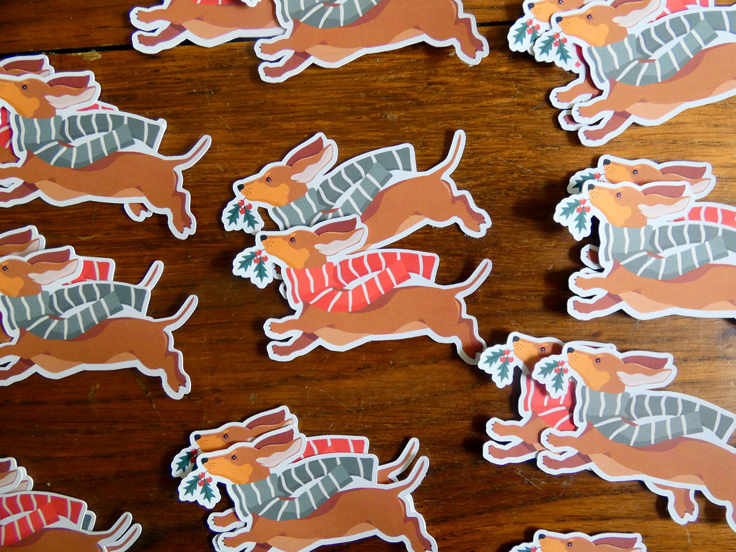 Stickers teckels de Noël