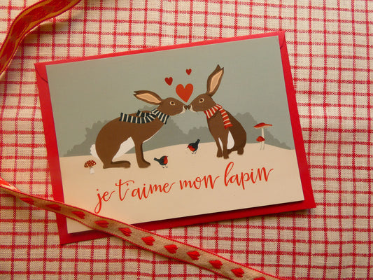 Carte "Je t'aime mon lapin"