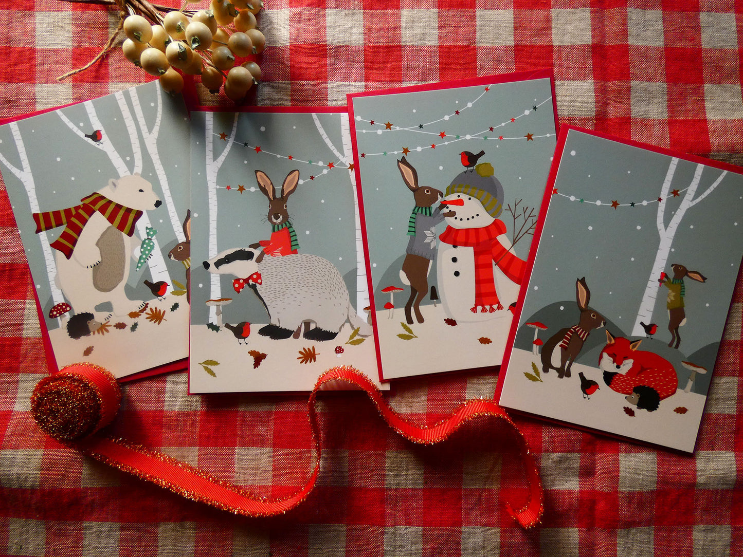 Cartes de Noël "Noël des animaux de la forêt"