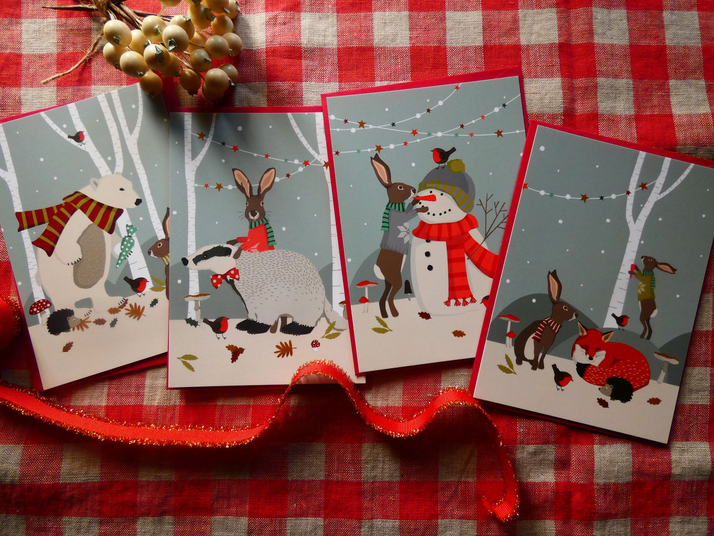 Cartes de Noël "Noël des animaux de la forêt"