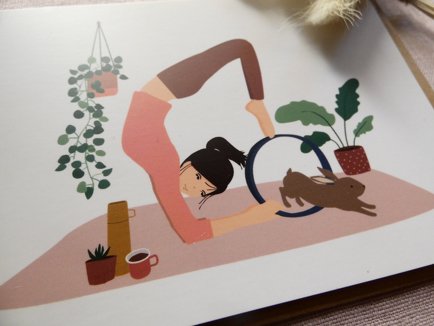 Carte postale "Yoga avec mon lapin"