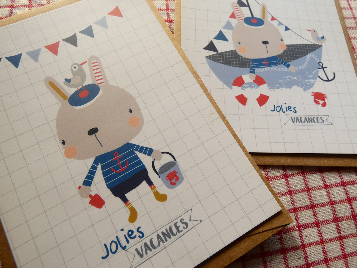 Lot de 2 cartes postales "Jolies vacances"