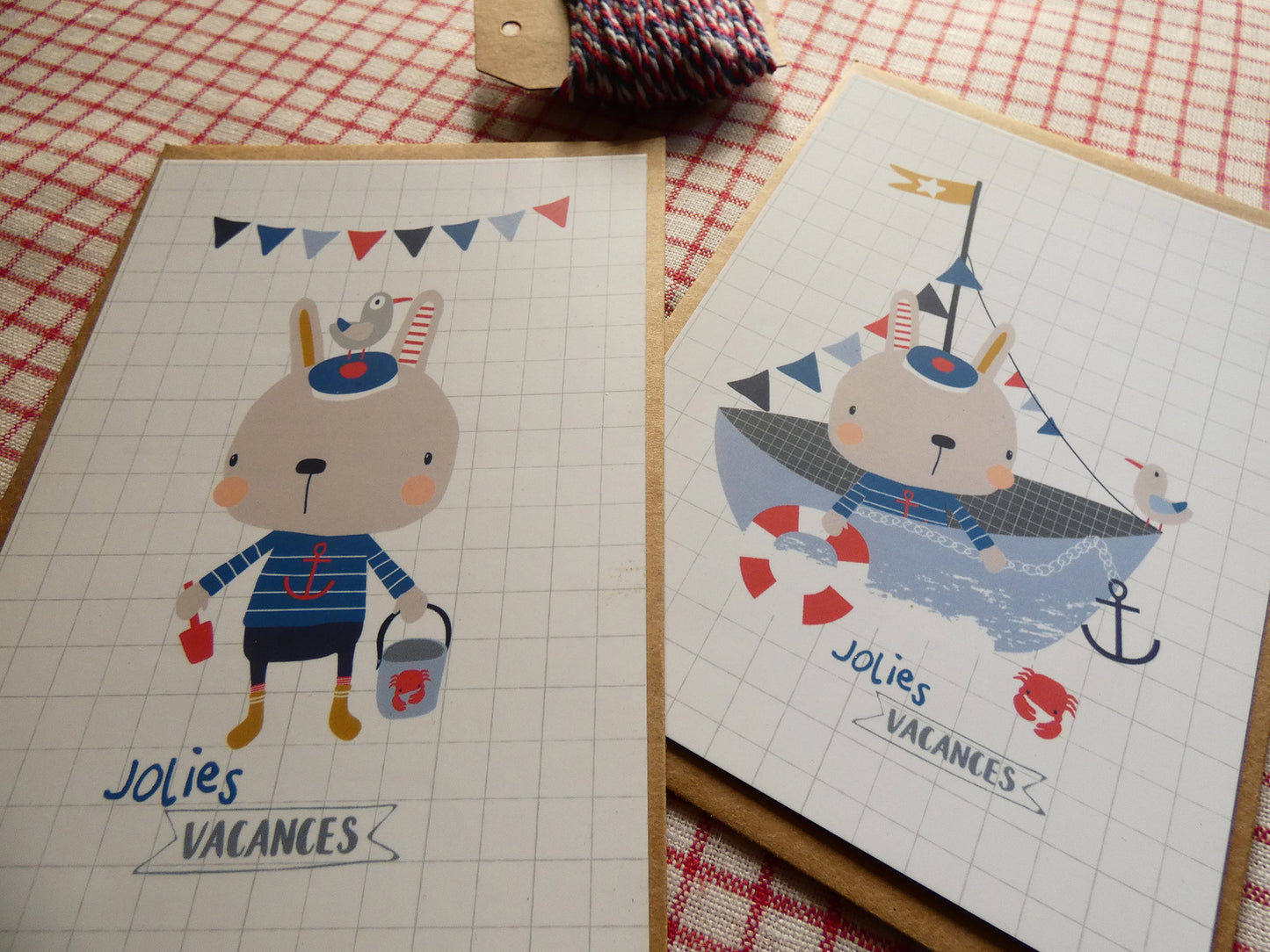 Lot de 2 cartes postales "Jolies vacances"