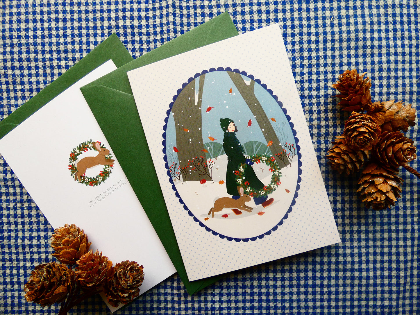Lot de 2 cartes de vœux "Noël anglais"