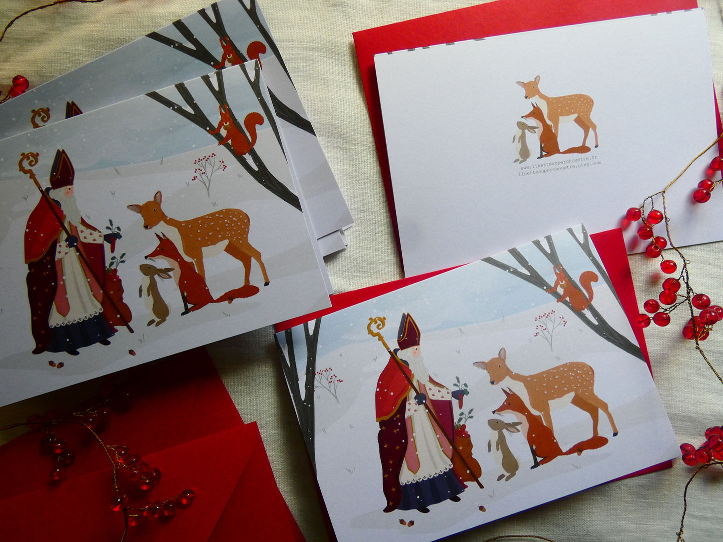 Carte de vœux "Saint Nicolas sous la neige"