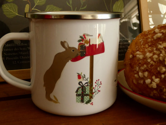 Mug émaillé "Wilson le lapin de Noël"